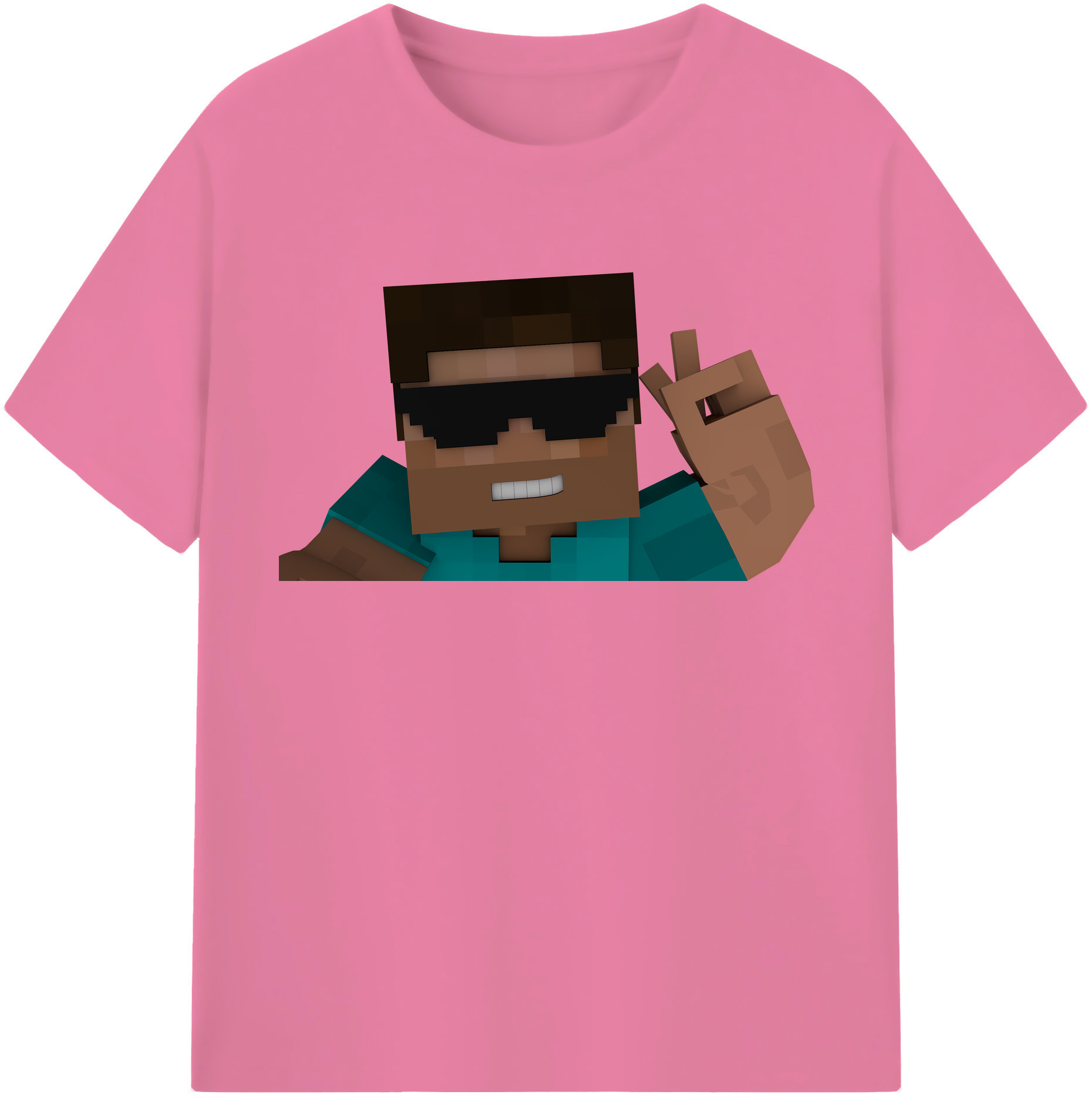 （画像用） マインクラフト ブロックの世界 Minecraft MC Block world 綿100％半袖Tシャツ（フロントプリント）